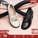 思加图新款 EA716AA5 复古黑色小皮鞋 魔法蝴蝶玛丽珍鞋 法式