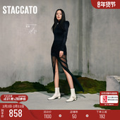 小玛丽奶油靴粗跟黑色时装 杨幂同款 思加图新款 靴9U001DZ4