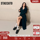 杨幂同款 厚底增高小皮鞋 思加图2026新款 秋叶伯爵英伦风黑色乐福鞋