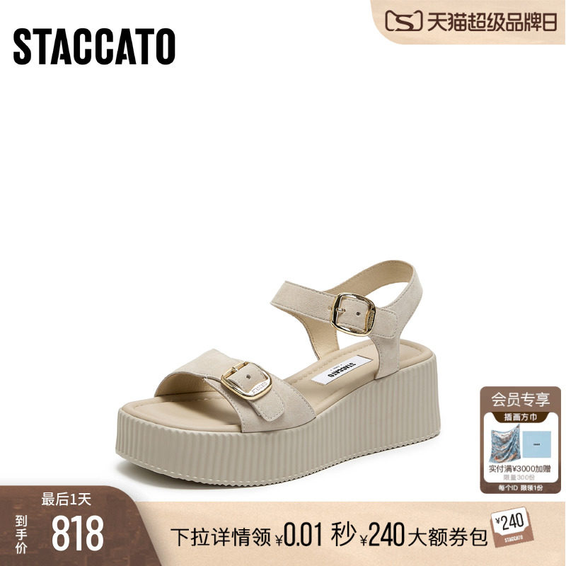 [定制小码34/大码40胖瘦脚]思加图2026夏复古休闲凉鞋女ELL83BL6A