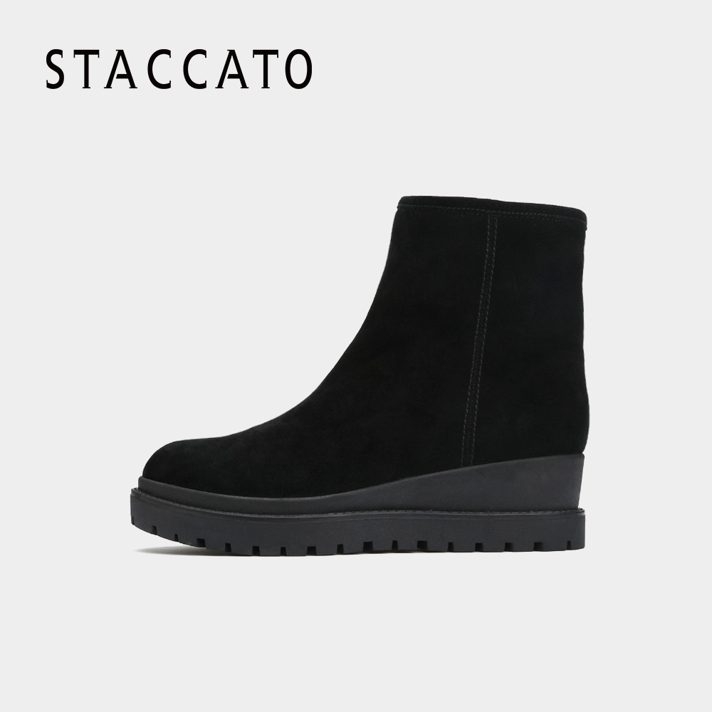 STACCATO/思加圖冬季專柜同款休閑坡跟女短靴P5101DZ7