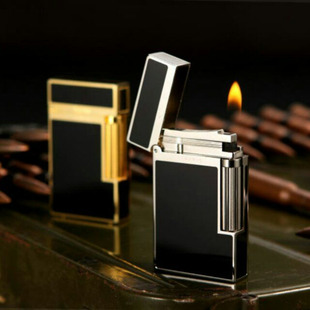 法国都柏特朗声清脆打火机创意定制刻字正品 侧滑纯黄铜钢音充气潮