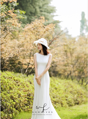 Nomeives原创【月下和弦】户外旅拍轻婚纱气质出门纱复古法式婚纱