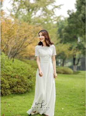 Nomeives原创【野风铃】森系韩式旅拍轻婚纱户外婚礼婚纱出门纱