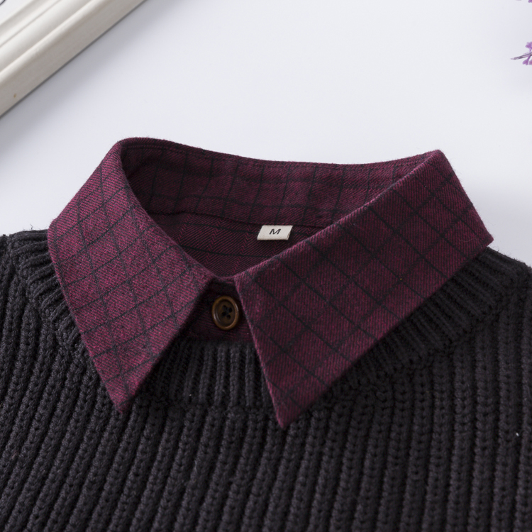 韩版格子衬衫春秋冬百搭纯棉假领