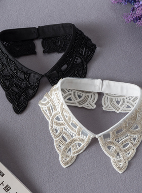 TMP-182重工串珠假领子女减龄娃娃领韩版毛衣装饰领百搭蕾丝领衬