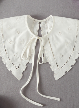 TMP-46夏季配裙小披肩假领子女百搭蕾丝领装饰领蝴蝶结系带假衣领