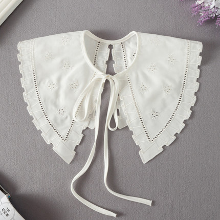 TMP-46夏季配裙小披肩假领子女百搭蕾丝领装饰领蝴蝶结系带假衣领