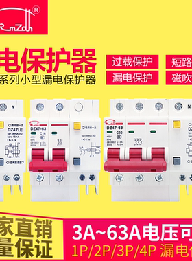 漏电保护器DZ47LE-63断路器家用漏电保护开关2p3p4p电闸空气开关