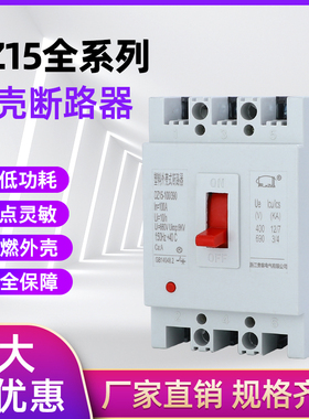 DZ15-100/390塑壳断路器40A 63A 100A空气开关总闸三相两相380V