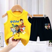 中小童帅气男孩宝宝运动短裤 衫 小背心儿童休闲汪汪队无袖 男童夏季