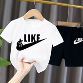 网红T恤裤 童装 潮6 夏季 中大童潮牌宝宝潮儿童短袖 男童套装 2025新款