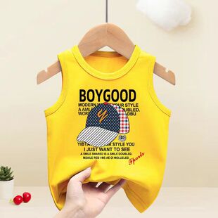 儿童小背心夏季薄款男童女童宝宝小孩男孩黄色内穿外穿中大童帅潮