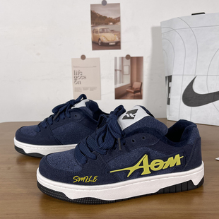 板鞋女款棉鞋加绒保暖休闲面包鞋蓝黄百搭韩版ins潮鞋冬季新款潮