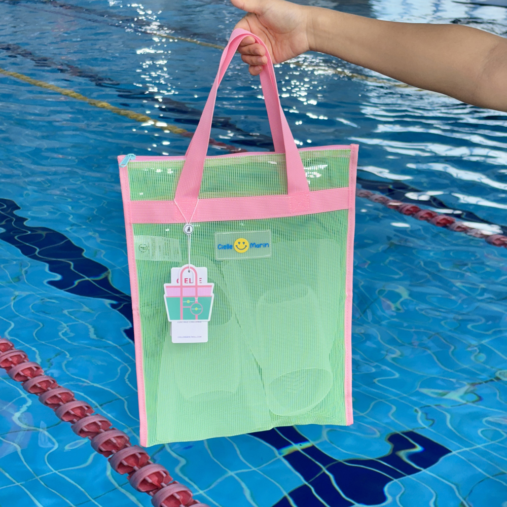 韩国ciellemarin喜马林脚蹼呼吸管收纳游泳收纳包镂空沥水脚蹼包