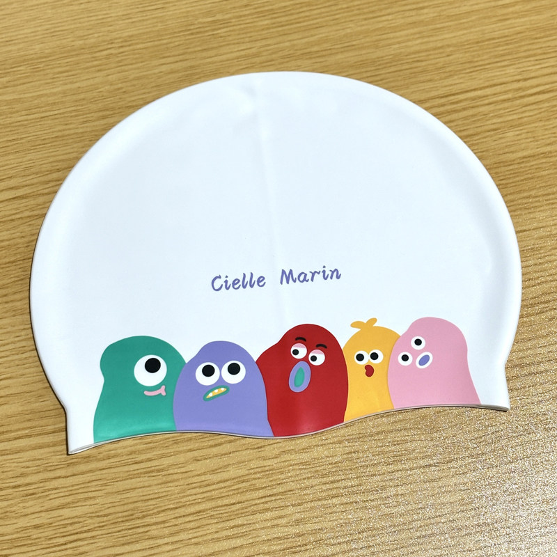 ciellemarin喜马林硅胶防水小怪兽游泳帽大号护耳泳帽加大版泳帽