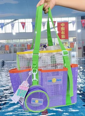 韩国ciellemarin喜马林绿紫色多口袋大容量收纳包干湿分离游泳包