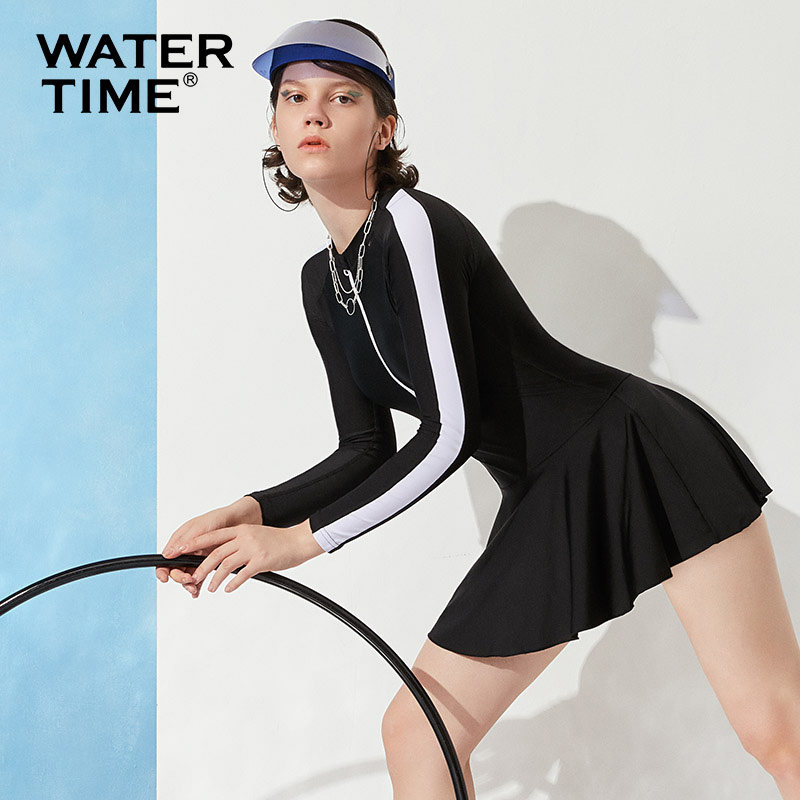 游泳衣女款连体长袖裙式防晒保守