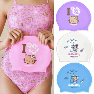 新款delightpool联名HelloKitty三丽鸥联名硅胶防水专业竞速泳帽