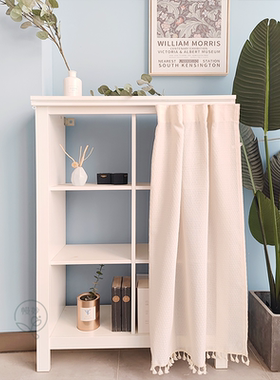 日式棉麻柜帘简约门帘送免打孔粘贴轨道百搭遮丑帘洗衣机帘定制