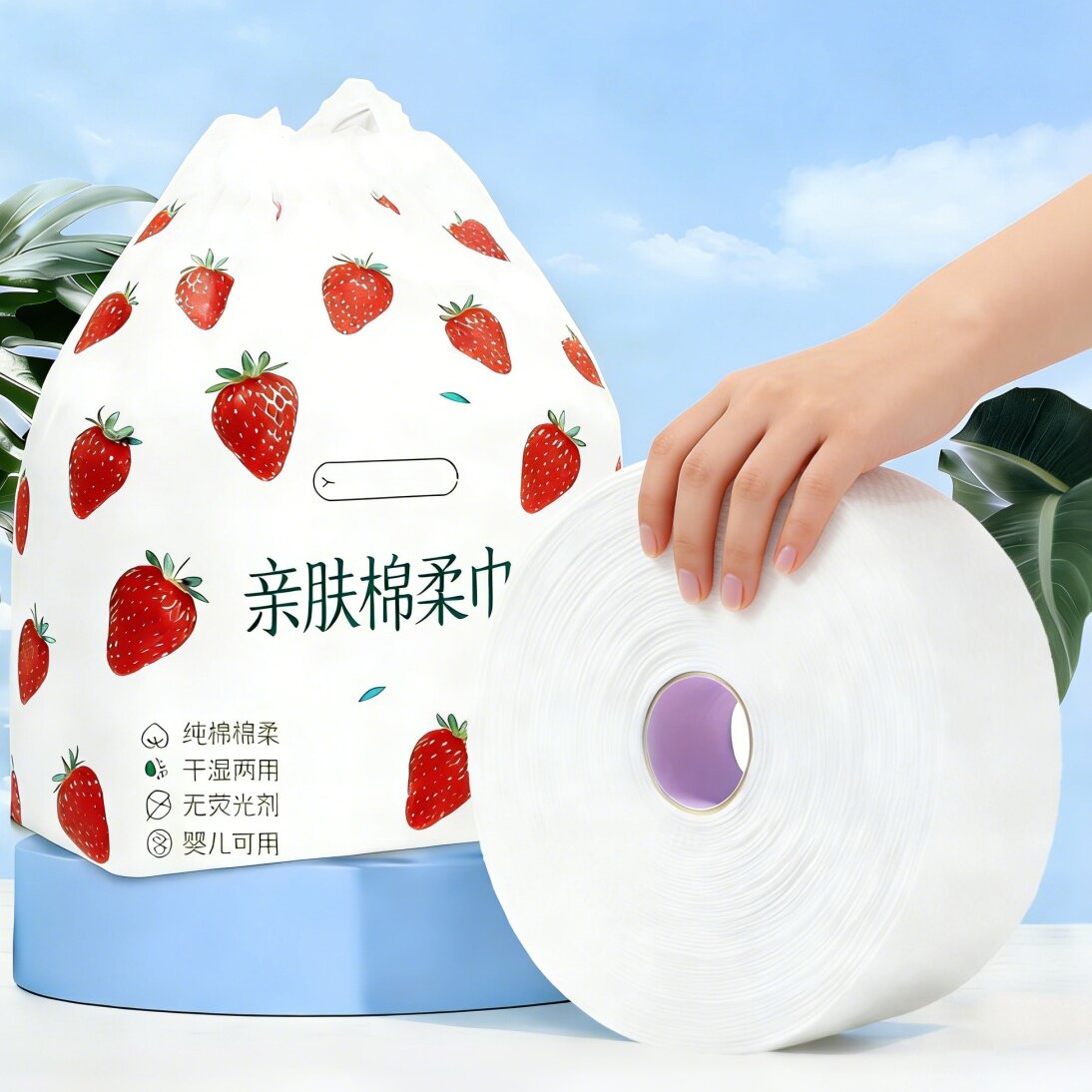 洗脸巾纯棉婴儿干湿两用珍珠纹一次性棉柔巾无荧光剂美容院专用