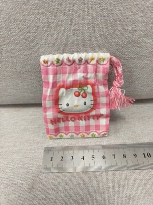 Hellokitty中古稀有1999年樱桃抽绳收纳包耳机包