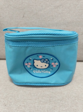 Hellokitty中古稀有绝版蓝色花朵化妆包收纳包