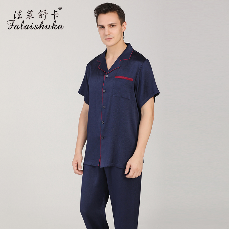 法莱舒卡夏季真丝睡衣男士