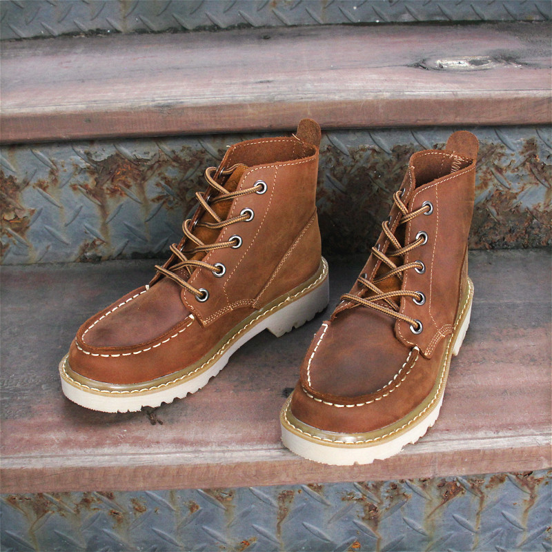 情侣马丁靴男高帮工装鞋真皮短靴