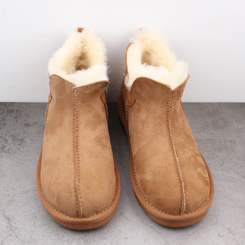 羊皮毛一体情侣雪地靴男防滑短靴