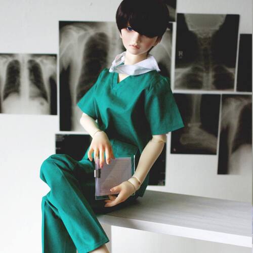 bjdsd娃衣1/61/41/3分医生手术服白大褂套装实验工作