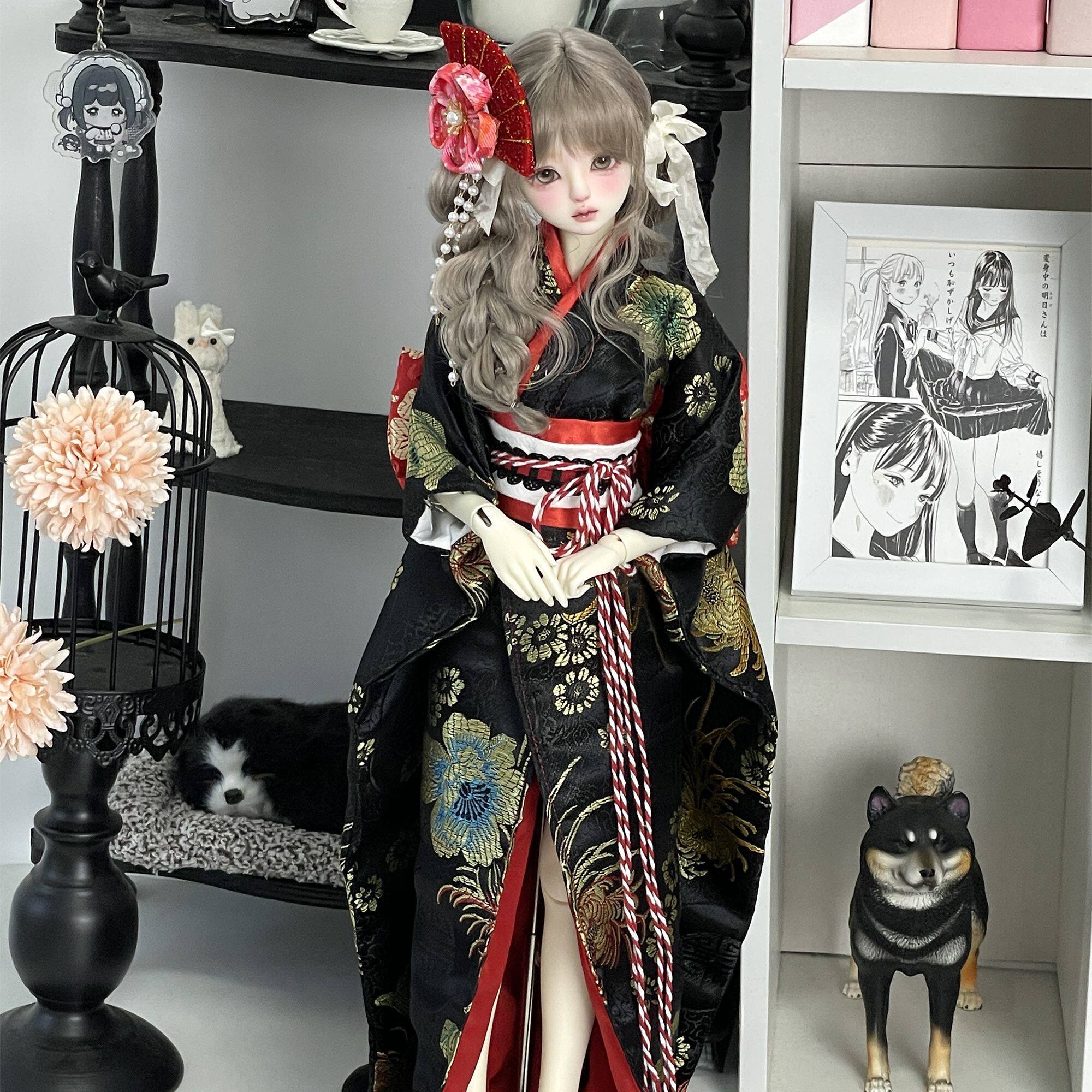 四分bjd娃衣古早昭和萌系和服大四普四BJD娃衣原创设计全款娃衣图片