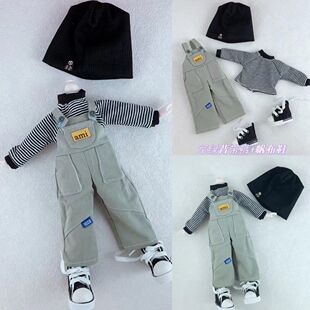 6分bjd娃衣30cm洋娃娃衣服背带裤军绿色潮裤帽子裤子套装男女款