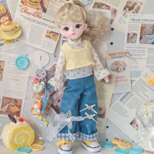 整娃30CM可动人偶六分MJD奶酥牛仔甜美可爱换装娃娃套装