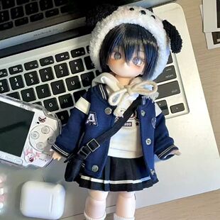 BJD六分体娃衣普六胖六可穿复古美式学院风休闲百搭运动装