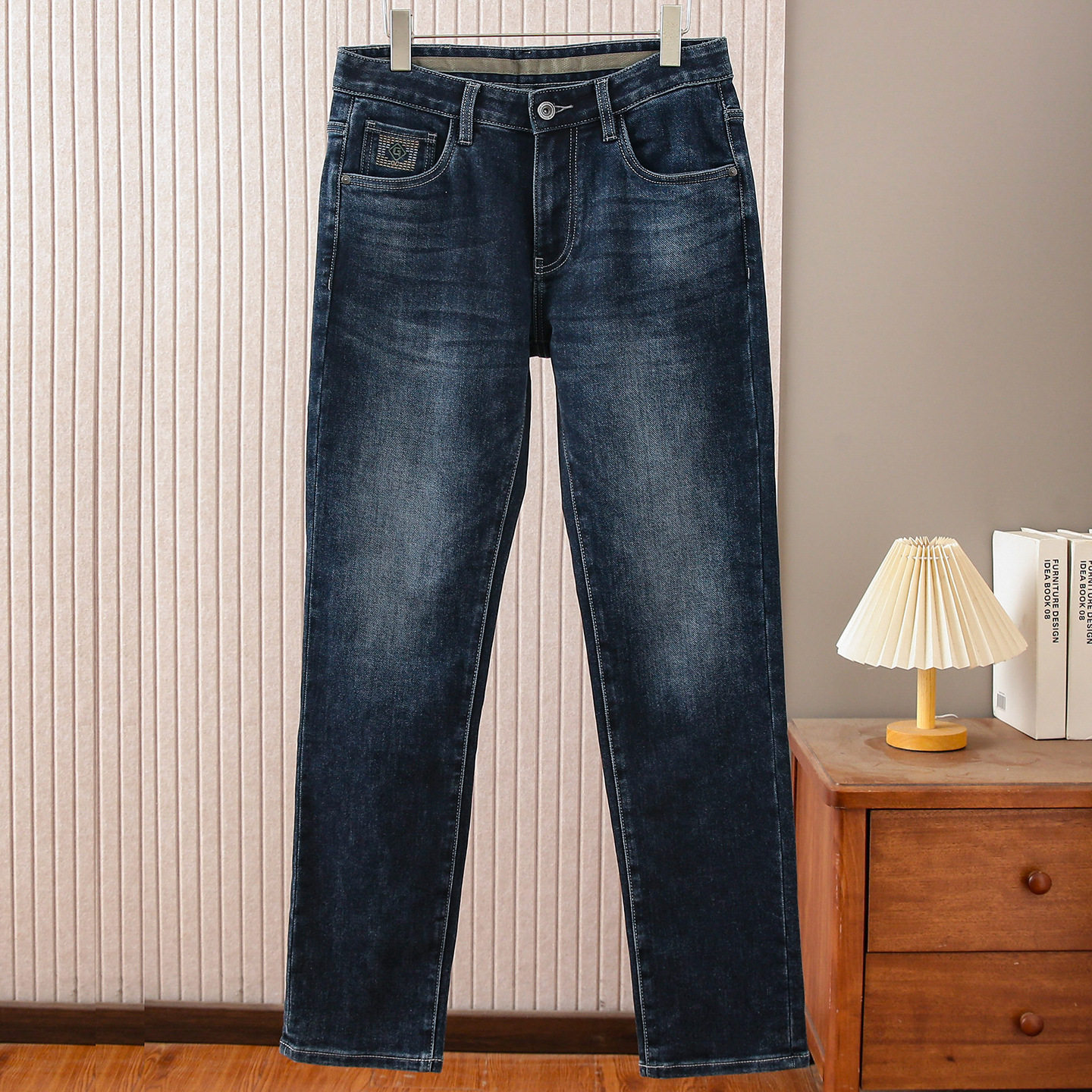 海牌撤柜水洗牛仔裤男秋冬季厚款刺绣合体直筒休闲长裤子男3Y162