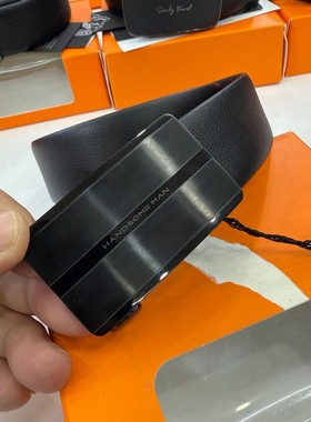 【H家】头层牛皮！合金头！撤柜黑色自动扣皮带高档商务1W027A