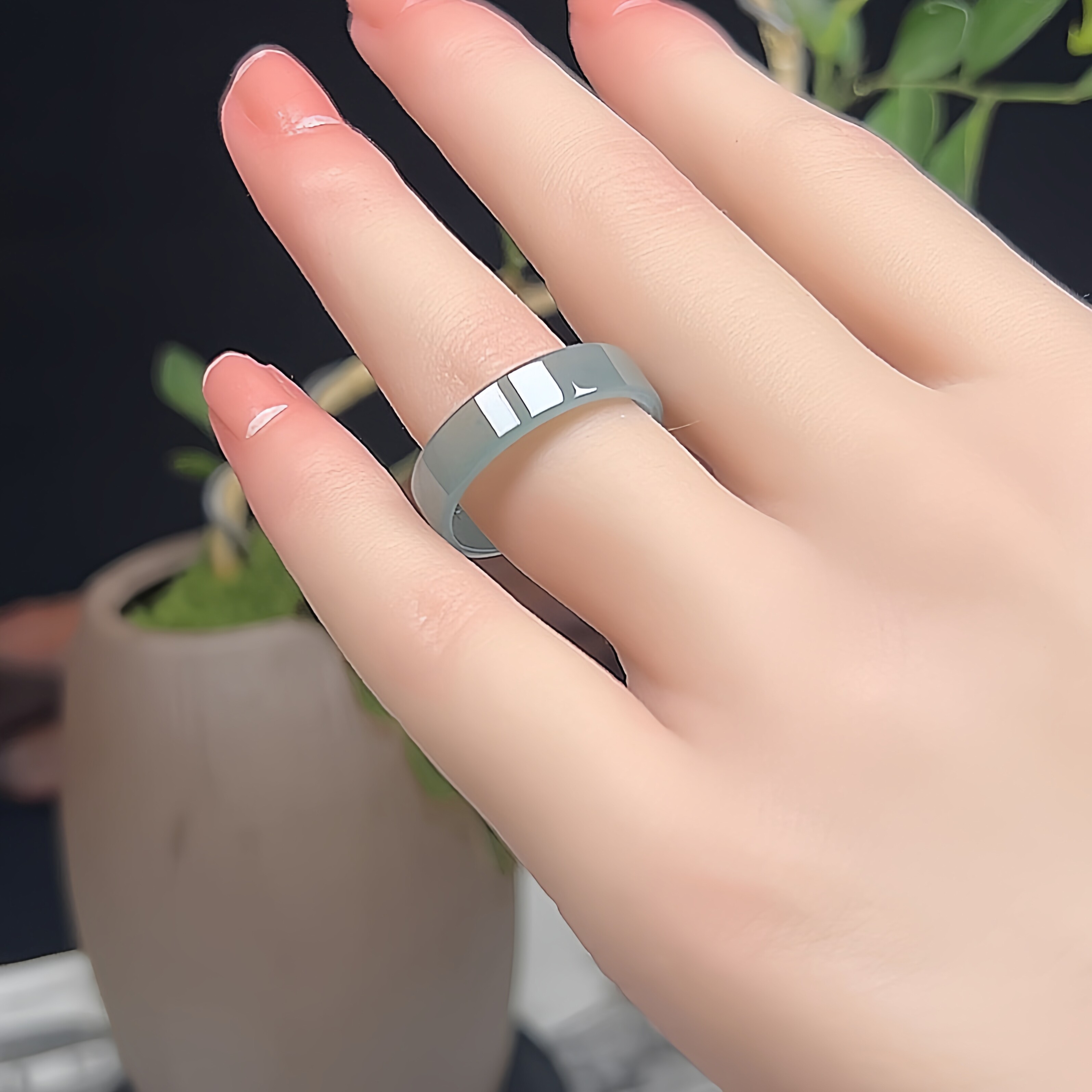 17号18.1mm正品A货翡翠玉石戒指老坑冰蓝绿方戒指环一刀切戒圈