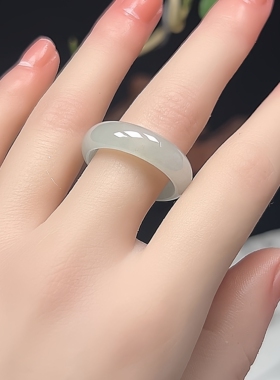 23号20.2mm天然老坑冰种冰透玉戒指缅甸A货翡翠戒圈男宽指环素面