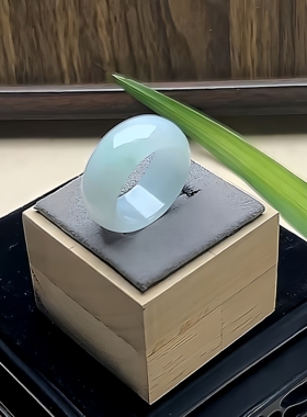 28圈号22mm天然翡翠戒指A货冰糯飘绿花指环戒指送证书