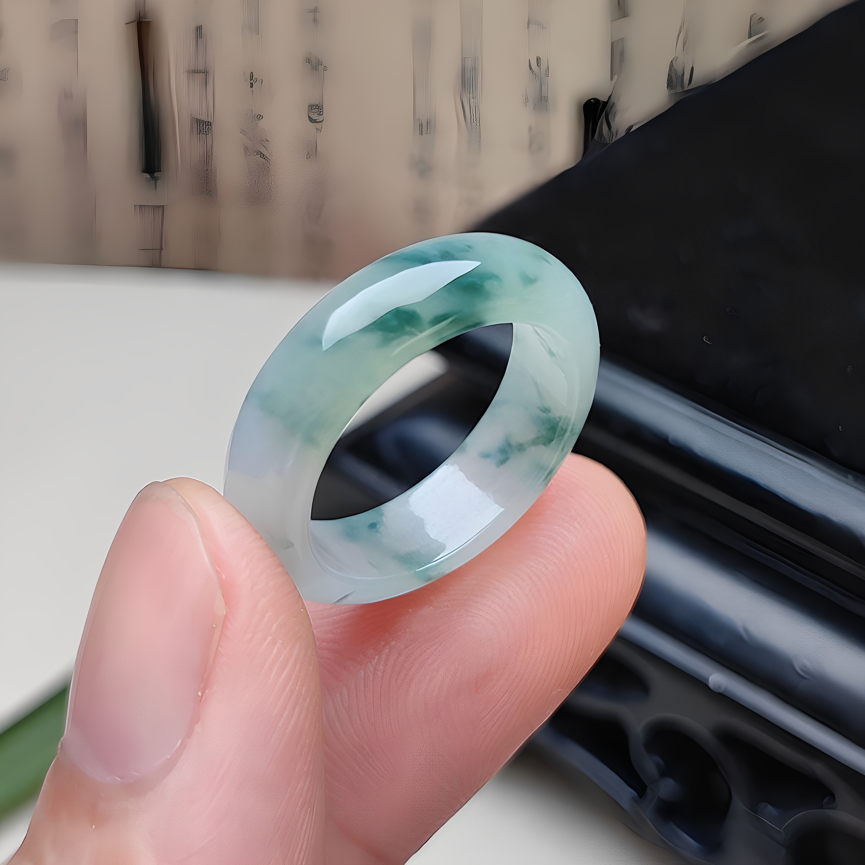 18号冰种飘花戒指A缅甸玉石