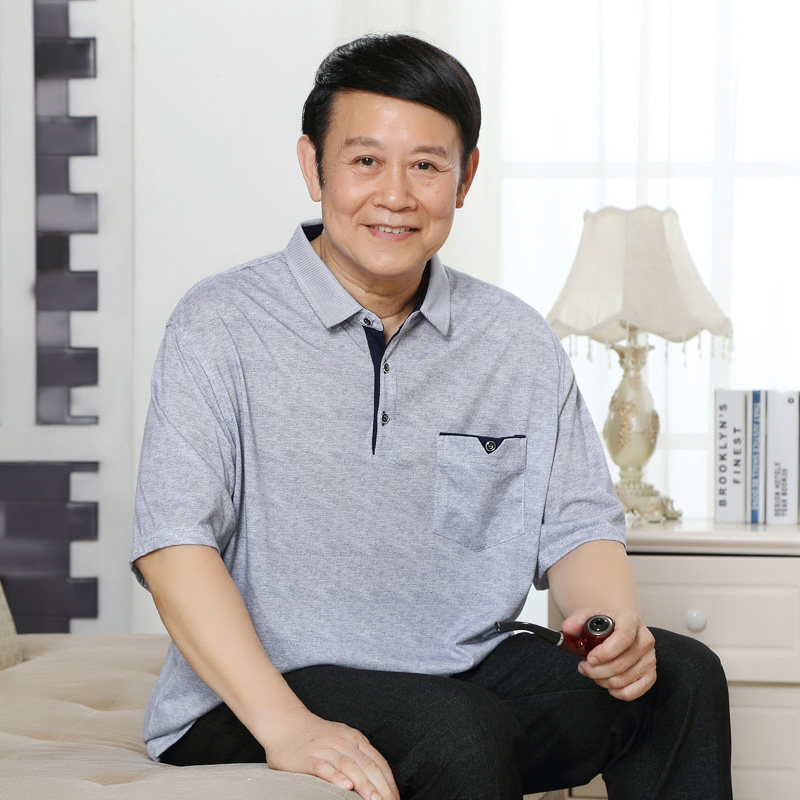 棉质 男士特体中老年加肥加大号短袖T恤肥佬夏装大码爸爸t恤宽松