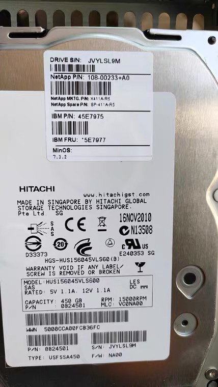 X411A-R5Netapp  450G 15K SAS 108-00233 45E7975 45E7977