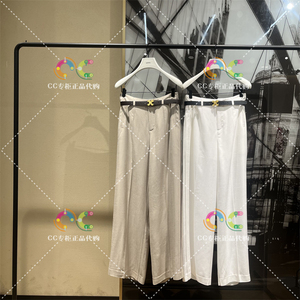 欧时力1LY2063230专柜正品2024年夏季新款高腰纯色休闲阔腿西装裤