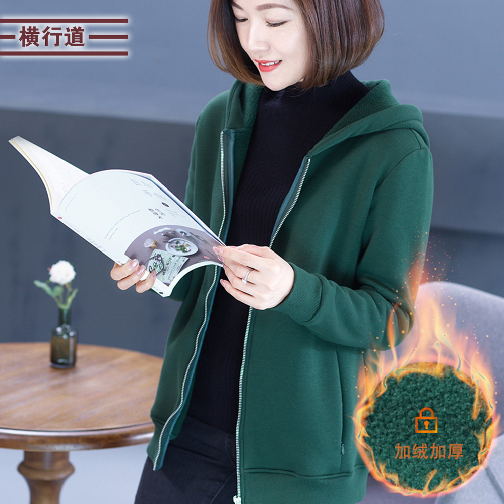 新款加厚半高领拉链中年长袖上衣