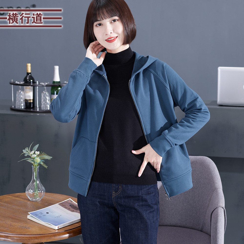2025冬季新款连帽休闲宽松纯色百搭长袖卫衣拉链小外套大码女上衣 - 淘宝联盟商品