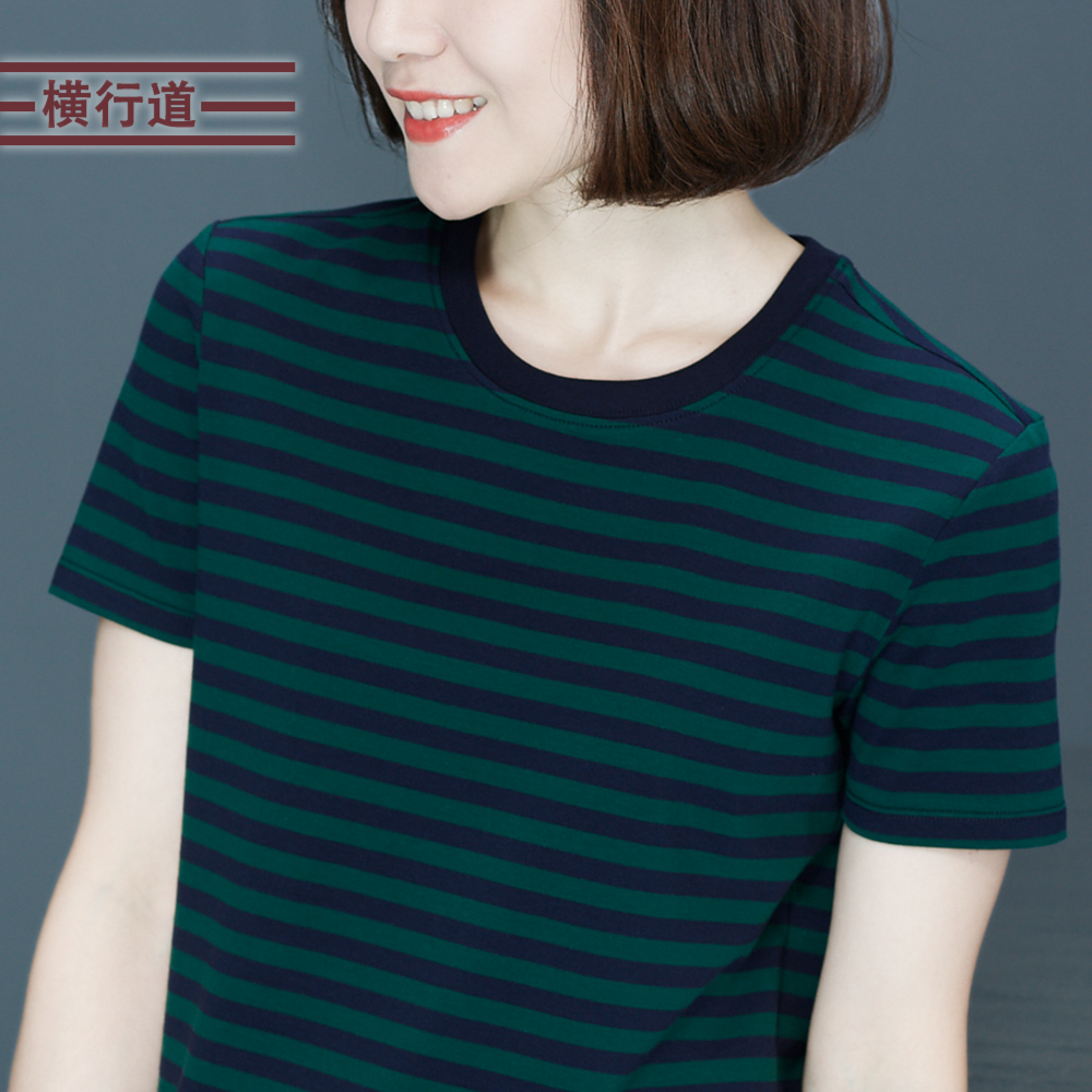 夏季新款条纹短袖体恤宽松