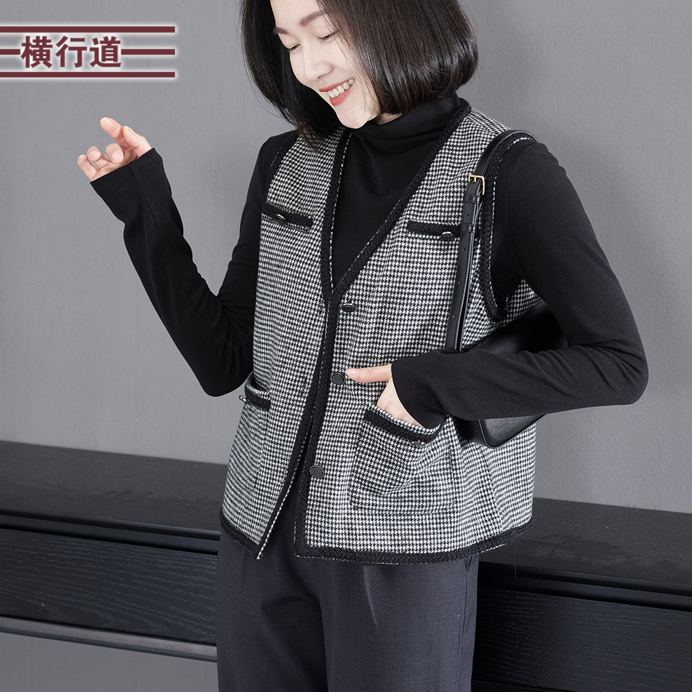 复古千鸟格宽松显瘦亲肤柔软面料