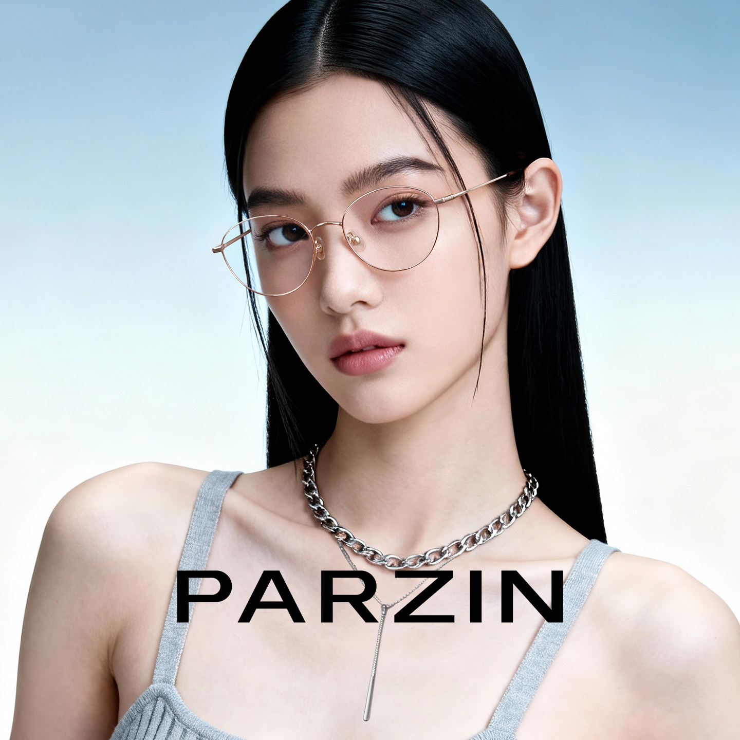 帕森眼镜女2026新款金丝椭圆高弹不夹脸可配高度数近视镜PZ62250