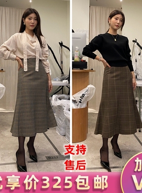 韩国东大门代购proper半身裙2022新款格子鱼尾裙子